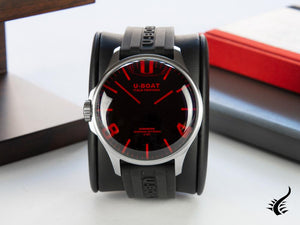 Montre à quartz SS Capsoil Darkmoon 44 Red SS de U-Boat, noire, 44 mm, 8465/A