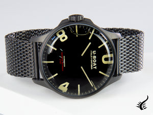 Montre à quartz U-Boat Capsoil Darkmoon, noire, 44 mm, 8464/A/MT