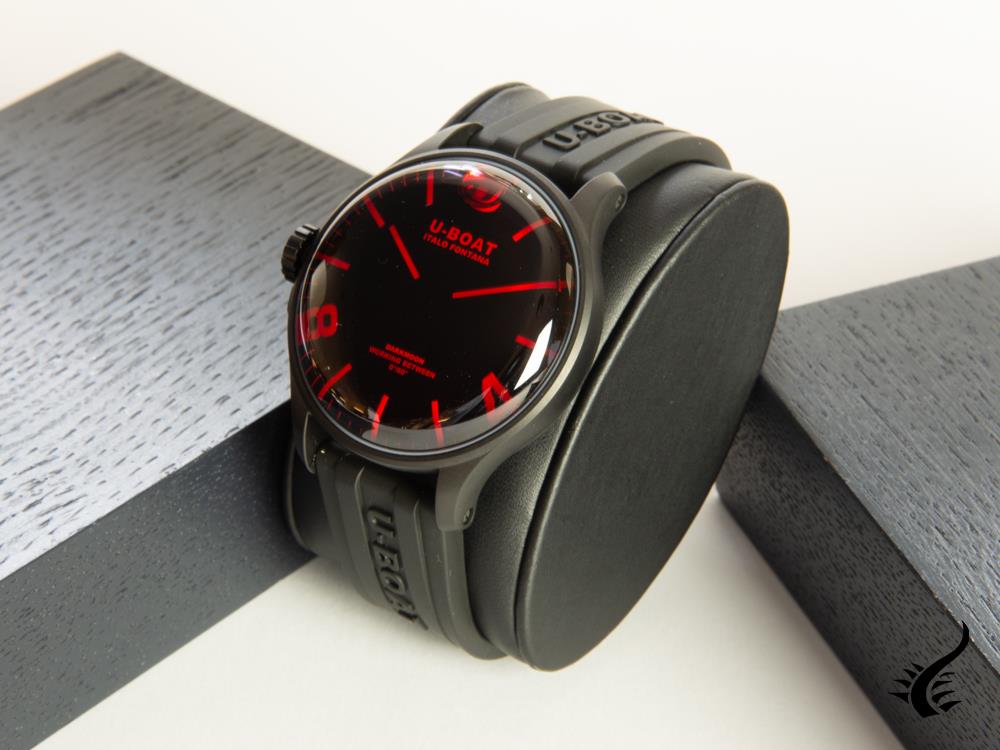 Montre à quartz IPB Capsoil Darkmoon Red 44 de U-Boat, noire, 44 mm, 8466/A