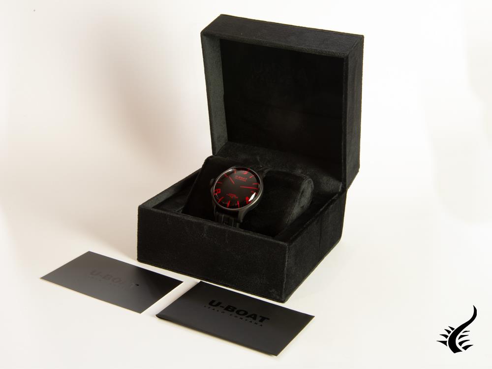 Montre à quartz IPB Capsoil Darkmoon Red 44 de U-Boat, noire, 44 mm, 8466/A