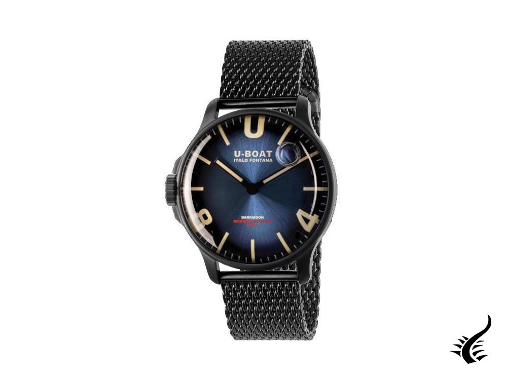 Montre à quartz IP bleue Capsoil Darkmoon Soleil de U-Boat, 44 mm, 8700/MT