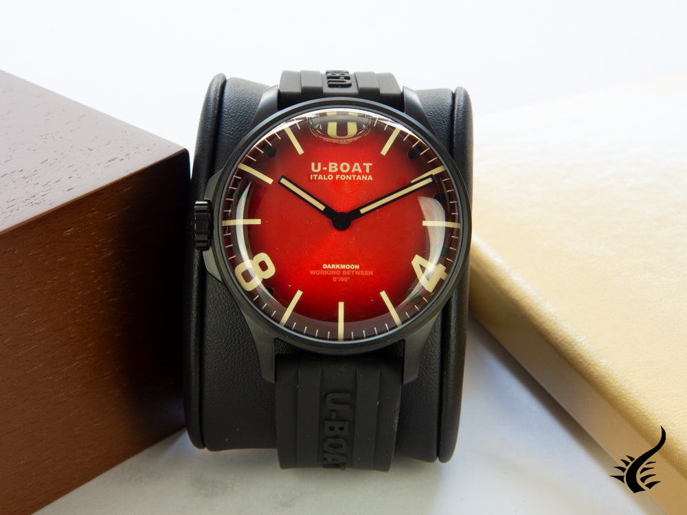 Montre à quartz IPB rouge U-Boat Capsoil Darkmoon Soleil, 44 mm, 8697