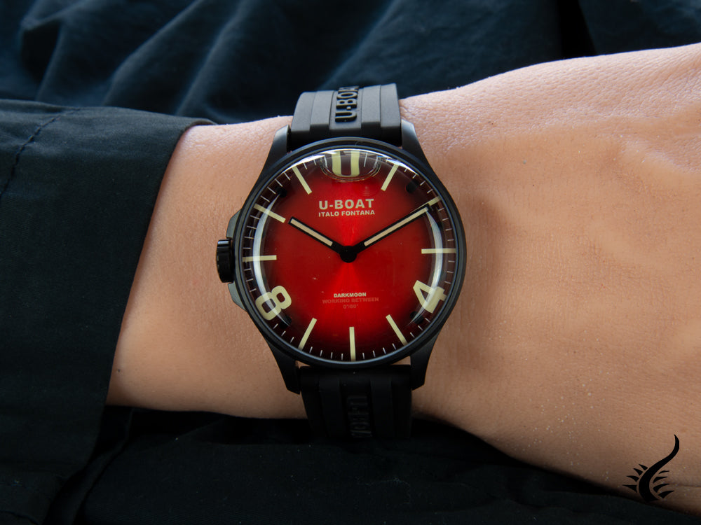 Montre à quartz IPB rouge U-Boat Capsoil Darkmoon Soleil, 44 mm, 8697