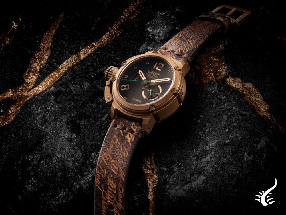 Montre automatique U-Boat Chimera Green Bronze, noire, 46 mm, édition limitée, 8527