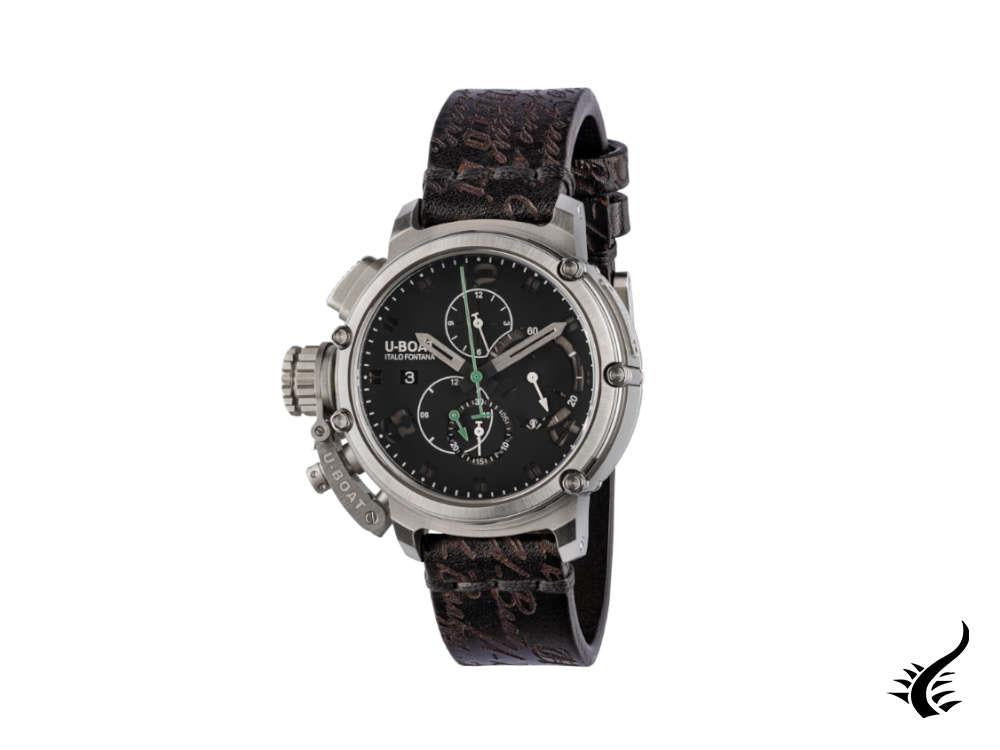 Montre automatique U-Boat Chimera Green Chrono SS, noire, 46 mm, édition limitée, 8528