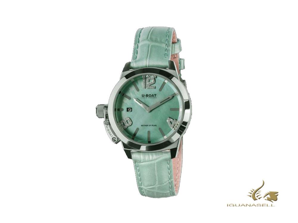 Montre à quartz pour femme U-Boat Classico 38, 316L, 38 mm, turquoise, 8481 8481