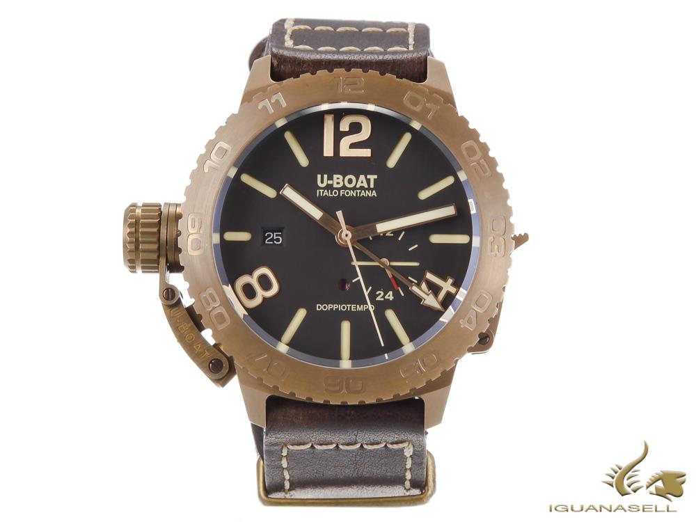 U-Boat Classico Doppiotempo Automatic Watch, Bronze, Brown, 46 mm, GMT, 9008