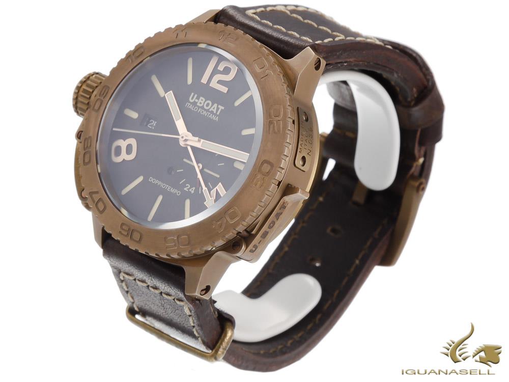 Montre Automatique U-Boat Classico Doppiotempo, Bronze, Marron, 46 mm, GMT, 9008