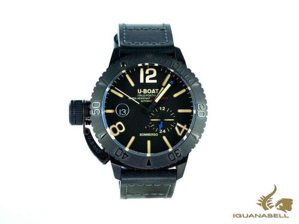 Montre automatique U-Boat Classico Sommerso, DLC, noire, 46 mm, 30 atm, 9015