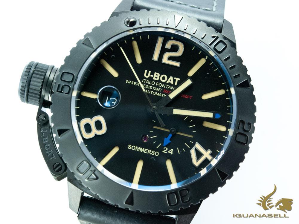 Montre automatique U-Boat Classico Sommerso, DLC, noire, 46 mm, 30 atm, 9015