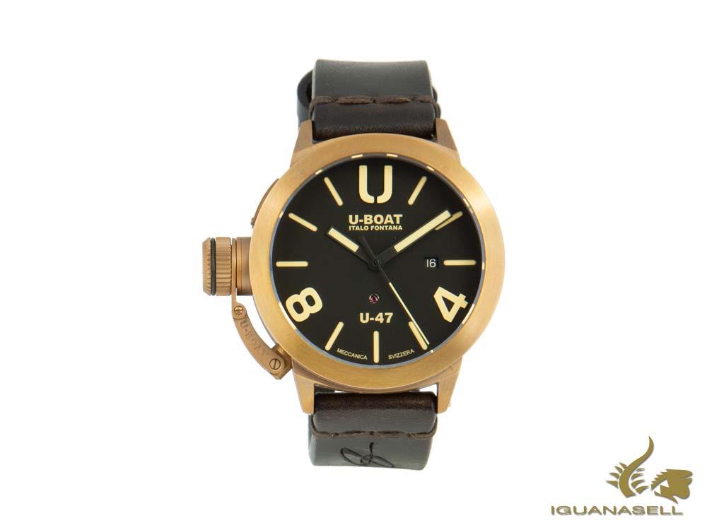 U-Boat Classico U-47 Bronzo Automatic Watch, Bronze, Black, 47 mm, Leather, 7797