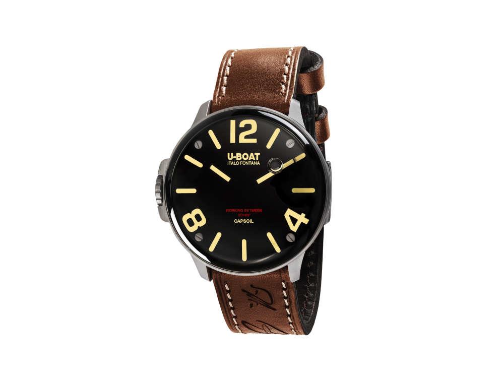 Montre à quartz U-Boat Capsoil SS, acier inoxydable 316L, noir, 45 mm, 8110