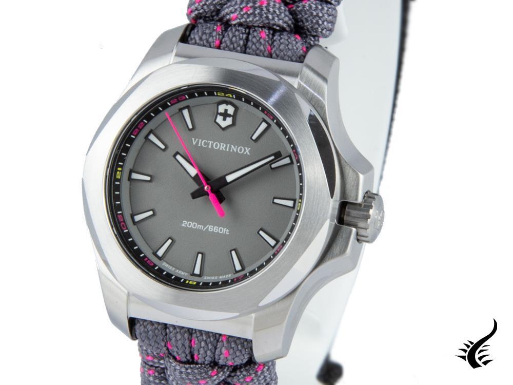 Victorinox I.N.O.X. Ladies Quartz Watch, Stainless Steel, Grey, 37 mm, Paracord