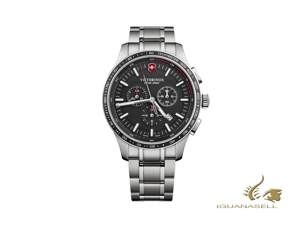 Montre chronographe à quartz Victorinox Alliance Sport, acier, noir, 44 mm, V241816