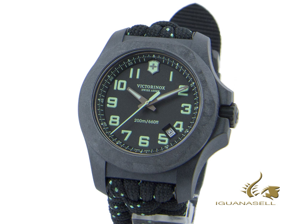 Victorinox I.N.O.X. Carbon Quartz Watch, Black, 43 mm, Paracord, V241859