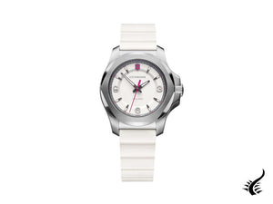 Montre à quartz Victorinox INOX pour femme, blanche, 37 mm, bracelet en caoutchouc, V241921