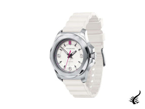 Montre à quartz Victorinox INOX pour femme, blanche, 37 mm, bracelet en caoutchouc, V241921