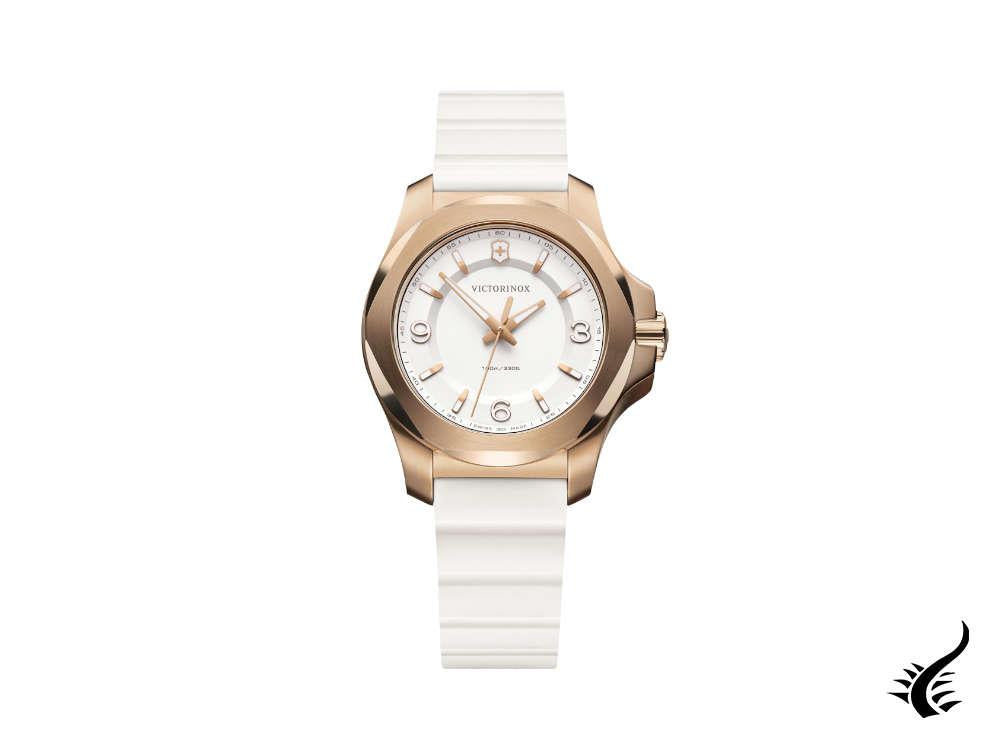 Montre à quartz pour femme Victorinox INOX, blanche, 37 mm, bracelet en caoutchouc, V241954