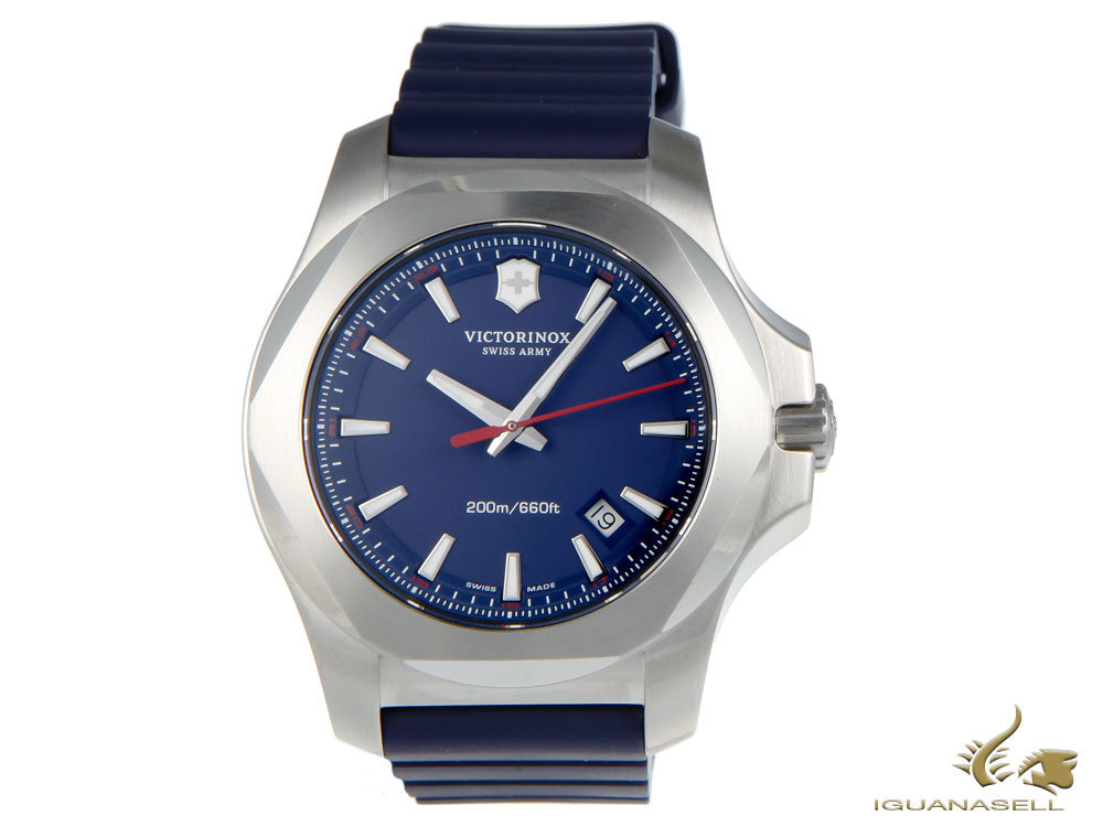 Montre à quartz Victorinox INOX, bleu, 43 mm, bracelet en caoutchouc, V241688.1