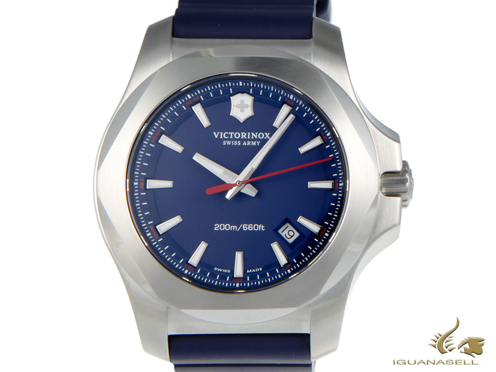 Montre à quartz Victorinox INOX, bleu, 43 mm, bracelet en caoutchouc, V241688.1