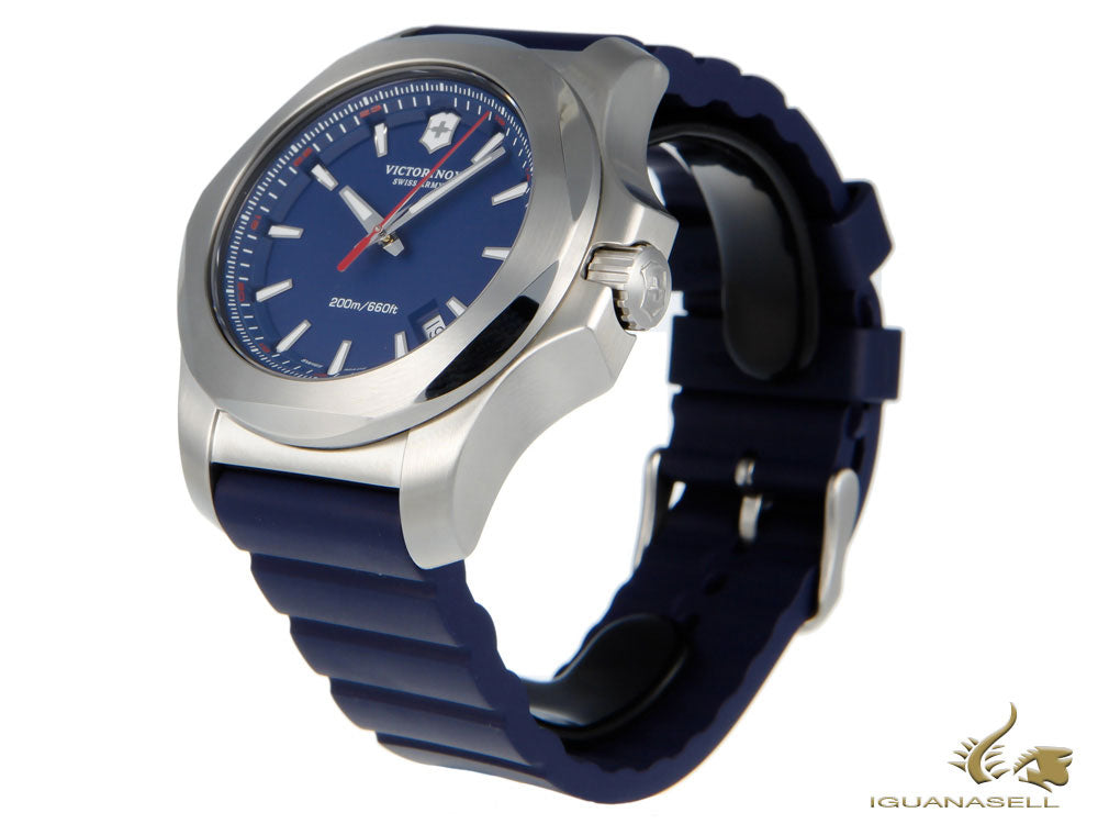 Montre à quartz Victorinox INOX, bleu, 43 mm, bracelet en caoutchouc, V241688.1