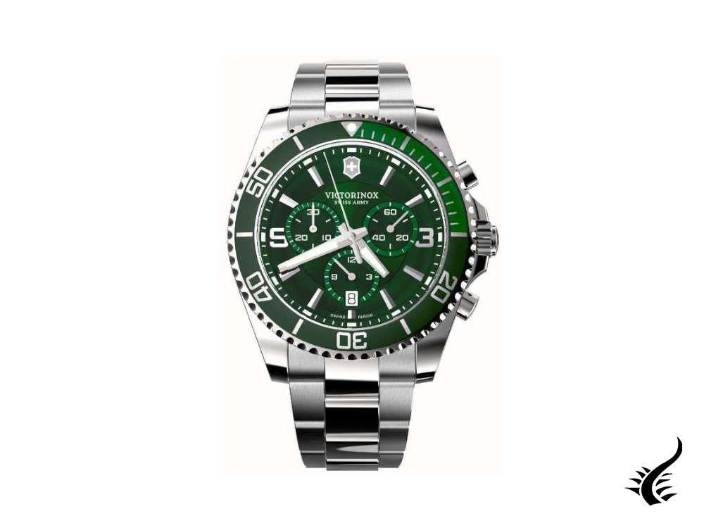 Montre chronographe à quartz Victorinox Maverick, verte, 43 mm, V241946