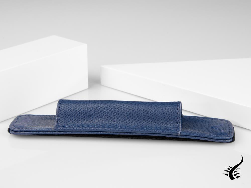 Etui 1 stylo Visconti, cuir, rigide, zip, bleu, KL05-02