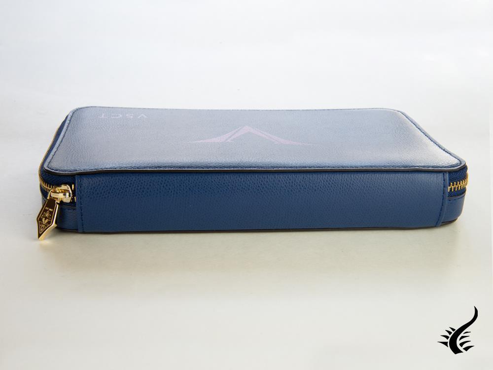 Visconti 12 Pen Case, Leather, Rigid, Zip, Blue, KL11-02