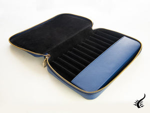 Visconti 12 Pen Case, Leather, Rigid, Zip, Blue, KL11-02