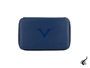 Visconti 12 Pen Case, Leather, Rigid, Zip, Blue, KL11-02