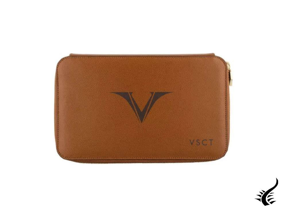 Visconti 12 Pen Case, Leather, Rigid, Zip, Brown, KL11-04