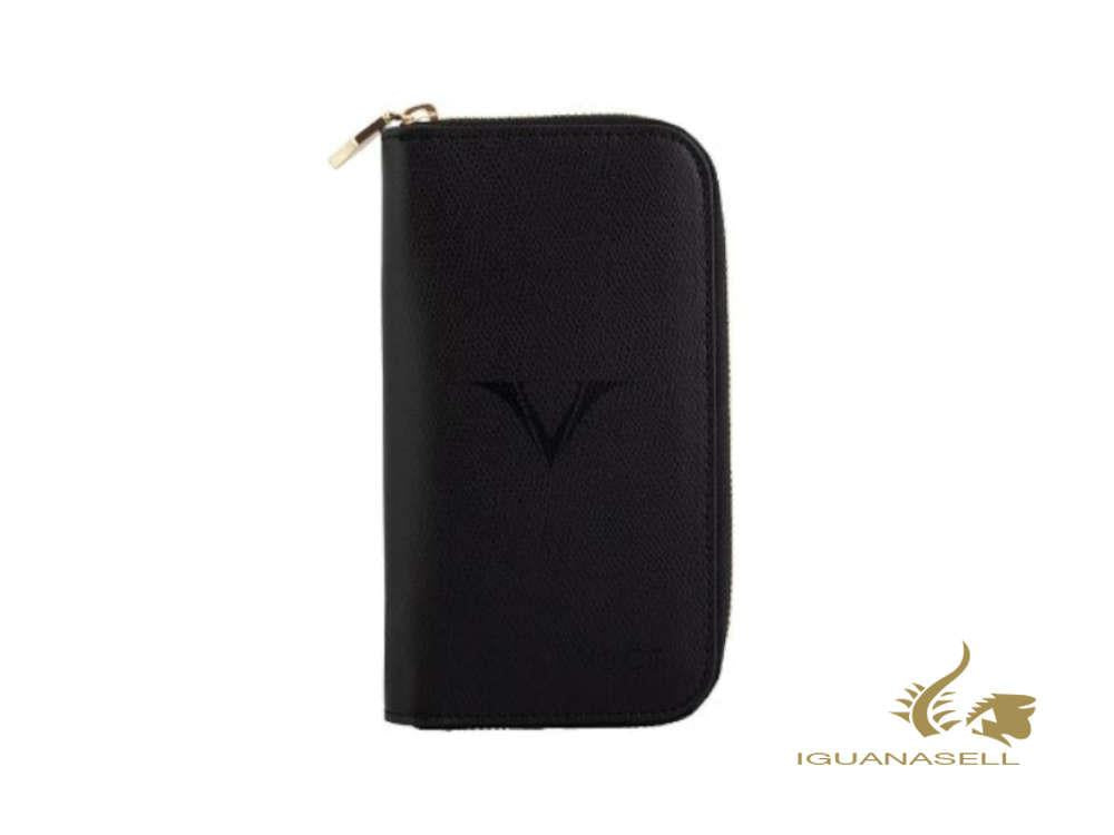 Porte-stylo Visconti 3, cuir, rigide, zip, noir, KL07-01