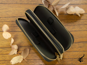 Visconti 4 Pen Case, Leather, Rigid, Zip, Black, KL08-01