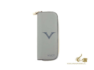 Visconti 4 Pen Case, Leather, Rigid, Zip, Grey, KL08-03