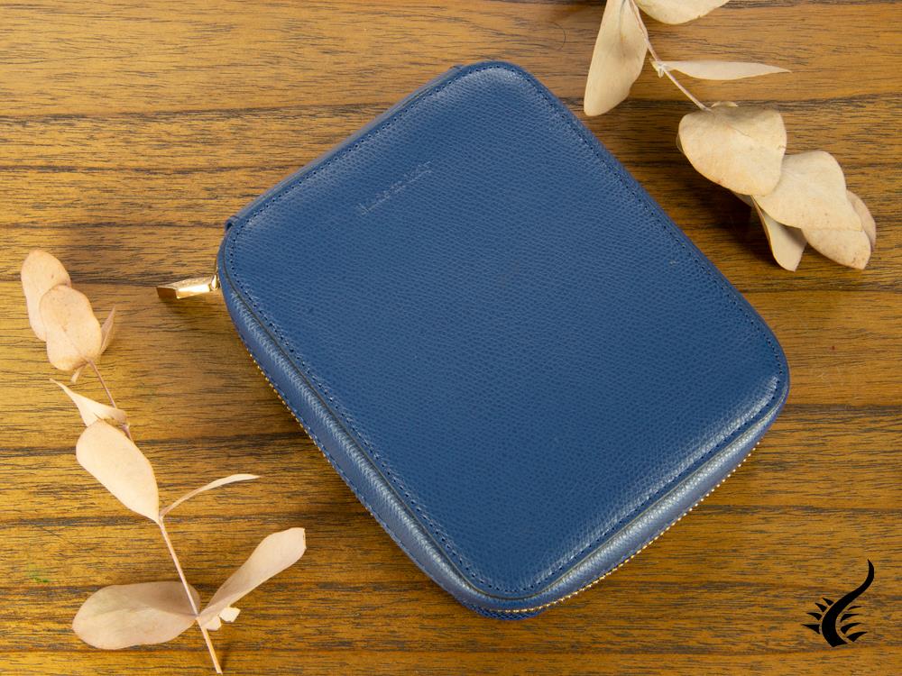 Étui à stylos Visconti 6, cuir, rigide, zip, bleu, KL09-02
