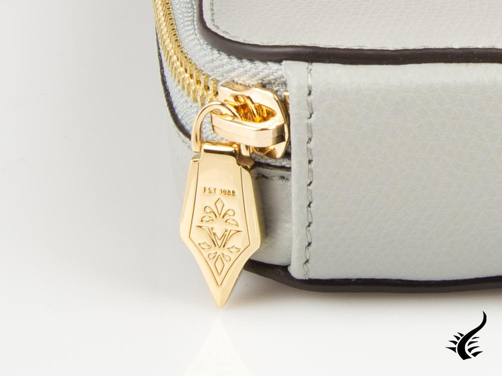 Étui à stylos Visconti 6, cuir, rigide, zip, gris, KL09-03