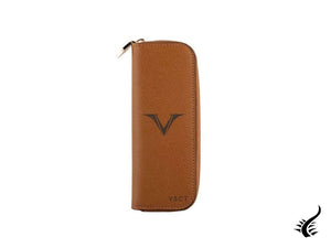 Porte-stylo Visconti Accesorios 2, cuir, rigide, zip, marron, KL06-04