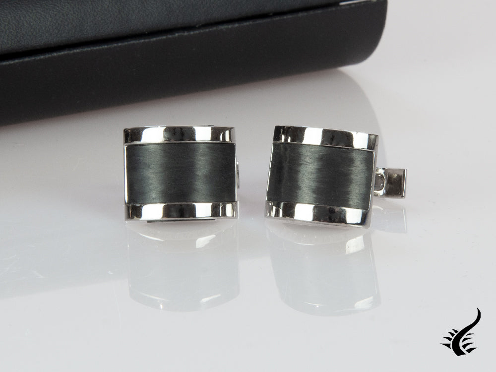 Visconti CarbonGraphite Cufflinks, Carbongraphyte, Palladium, Black, 980C023