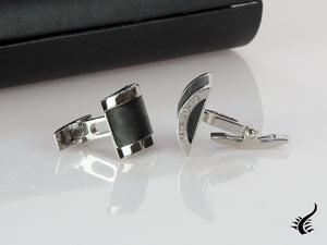 Visconti CarbonGraphite Cufflinks, Carbongraphyte, Palladium, Black, 980C023