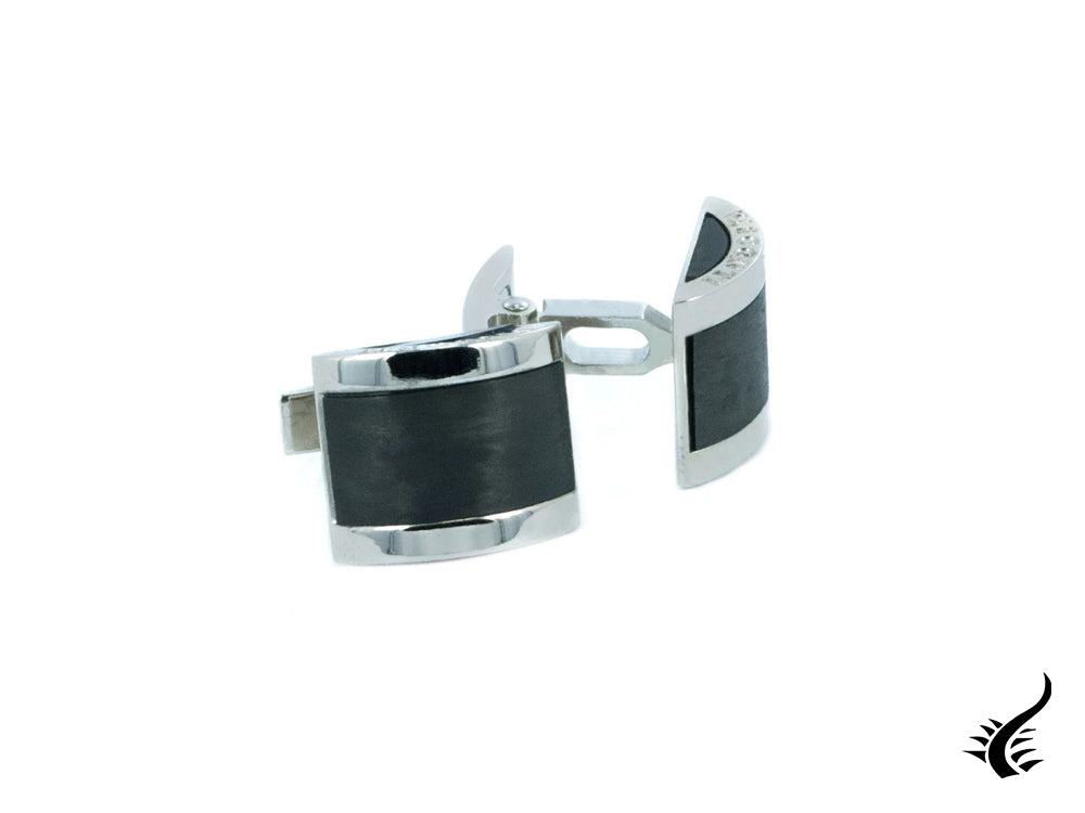 Visconti CarbonGraphite Cufflinks, Carbongraphyte, Palladium, Black, 980C023