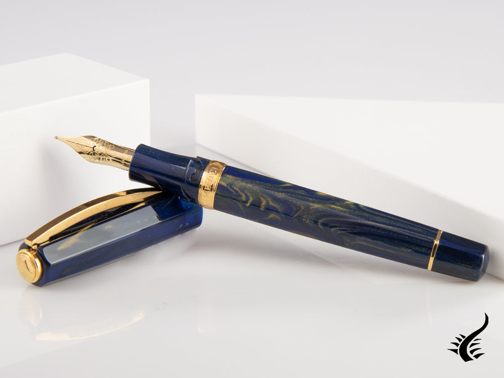 Visconti Medici Golden Blue Fountain Pen, Blue, Gold, KP17-05-FP