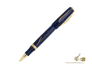 Stylo roller Visconti Medici Golden Blue, bleu, plaqué or, KP17-05-RB