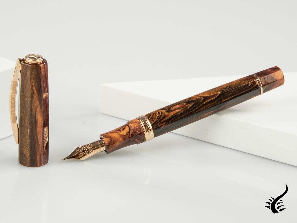 Stylo plume Visconti Medici Rose gold, marron, or rose, KP17-03-FP