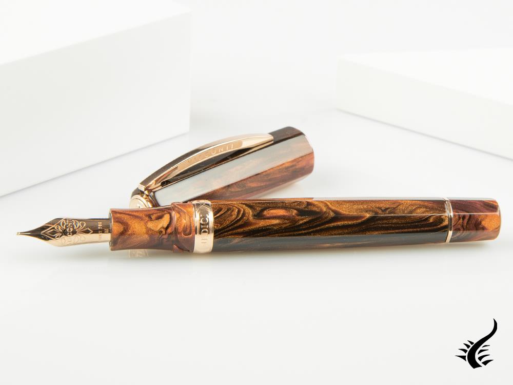 Visconti Medici Rose gold Fountain Pen, Brown, Rose Gold, KP17-03-FP