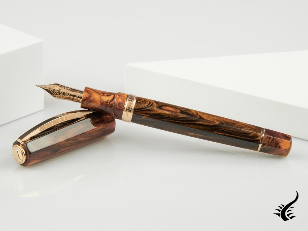 Visconti Medici Rose gold Fountain Pen, Brown, Rose Gold, KP17-03-FP