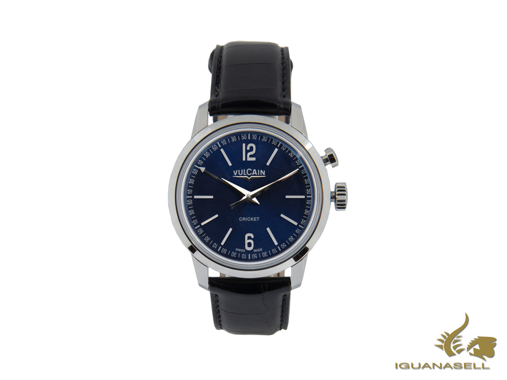 Montre manuelle Vulcain 50s Presidents Tradition, V-10, bleu, 39 mm, 100153.297L