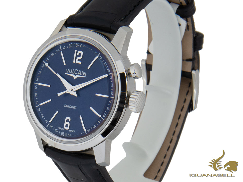 Montre manuelle Vulcain 50s Presidents Tradition, V-10, bleu, 39 mm, 100153.297L