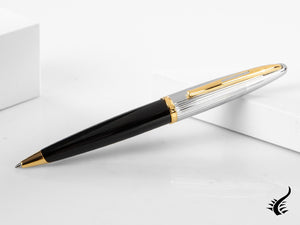 Stylo à bille Waterman Carene Deluxe Noir - Capuchon plaqué argent