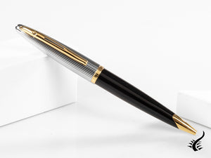 Stylo à bille Waterman Carene Deluxe Noir - Capuchon plaqué argent