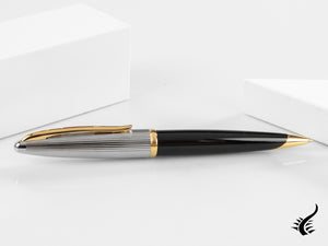 Stylo à bille Waterman Carene Deluxe Noir - Capuchon plaqué argent